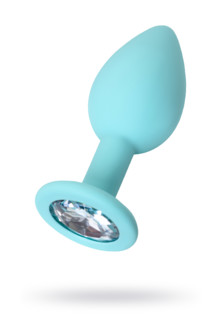Анальная втулка ToDo by Toyfa Brilliant, силикон, голубой, с белым кристаллом, 7 см, Ø 2,8 см, 26 г