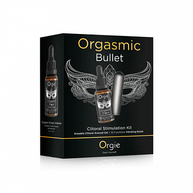 Набор Orgie Orgasmic Bullet с гелем Orgasm Drops Intense и вибропулей