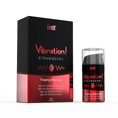  Жидкий интимный гель с эффектом "вибрации" Intt Strawberry, 15ml