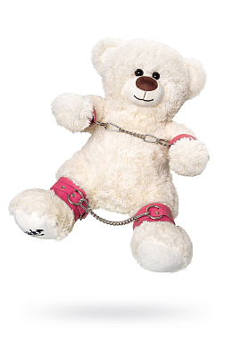 Бандажный набор "Медведь белый" Pecado BDSM (оковы, наручники), натуральная кожа, розовый