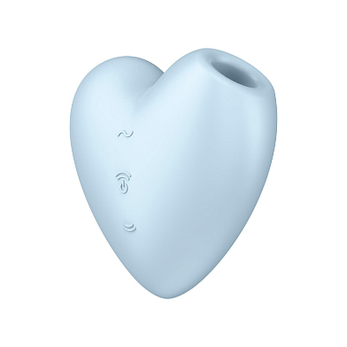 Вакуум-волновой стимулятор клитора с вибрацией Satisfyer Cutie Heart, силикон, голубой, 7,7 см