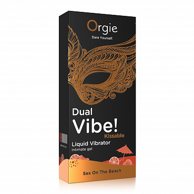 Съедобный гель с вибрацией Orgie DUAL VIBE со вкусом коктейля SEX ON THE BEACH 