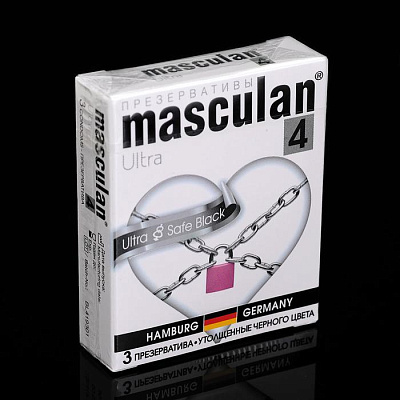 Презервативы Masculan, ultra 4, ультрапрочные, 19 см, 3,4 см, 3 шт.(Ultra Safe Black № 3)
