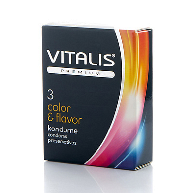 ПРЕЗЕРВАТИВЫ VITALIS, PREMIUM, ЦВЕТНЫЕ, АРОМАТ, 18 СМ, 5,3 СМ, 3 ШТ.