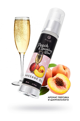 Массажное масло SECRET PLAY с ароматом персика и шампанского, 50ml