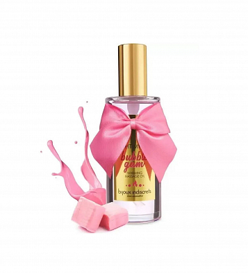 Разогревающее массажное масло-лубрикант 2в1 Bijoux Indiscrets Light My Fire, Srawberry Bubble Gum