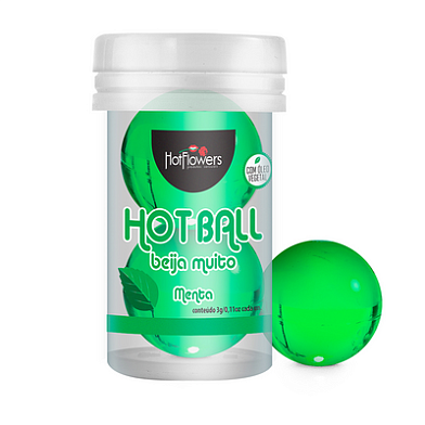 Лубрикант AROMATIC HOT BALL на масляной основе в виде двух шариков с ароматом мяты.