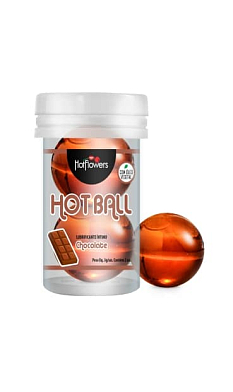 Лубрикант AROMATIC HOT BALL на масляной основе в виде двух шариков с ароматом шоколада.