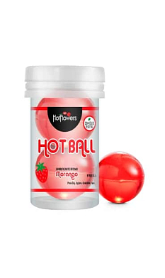 Лубрикант AROMATIC HOT BALL на масляной основе в виде двух шариков с ароматом клубники 