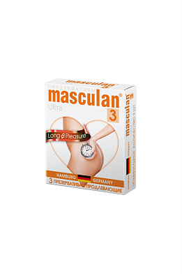 Презервативы Masculan Ultra 3, продлевающие (Long Pleasure), 3 шт. ШТ