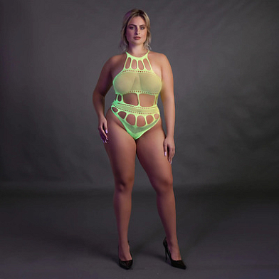 Боди with Grecian Neckline - Neon Green - XL/XXXXL