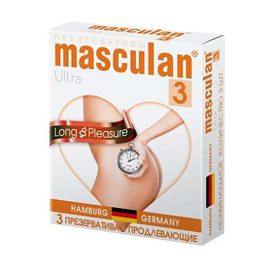 Презервативы Masculan Ultra 3, продлевающие (Long Pleasure), 3 шт. ШТ